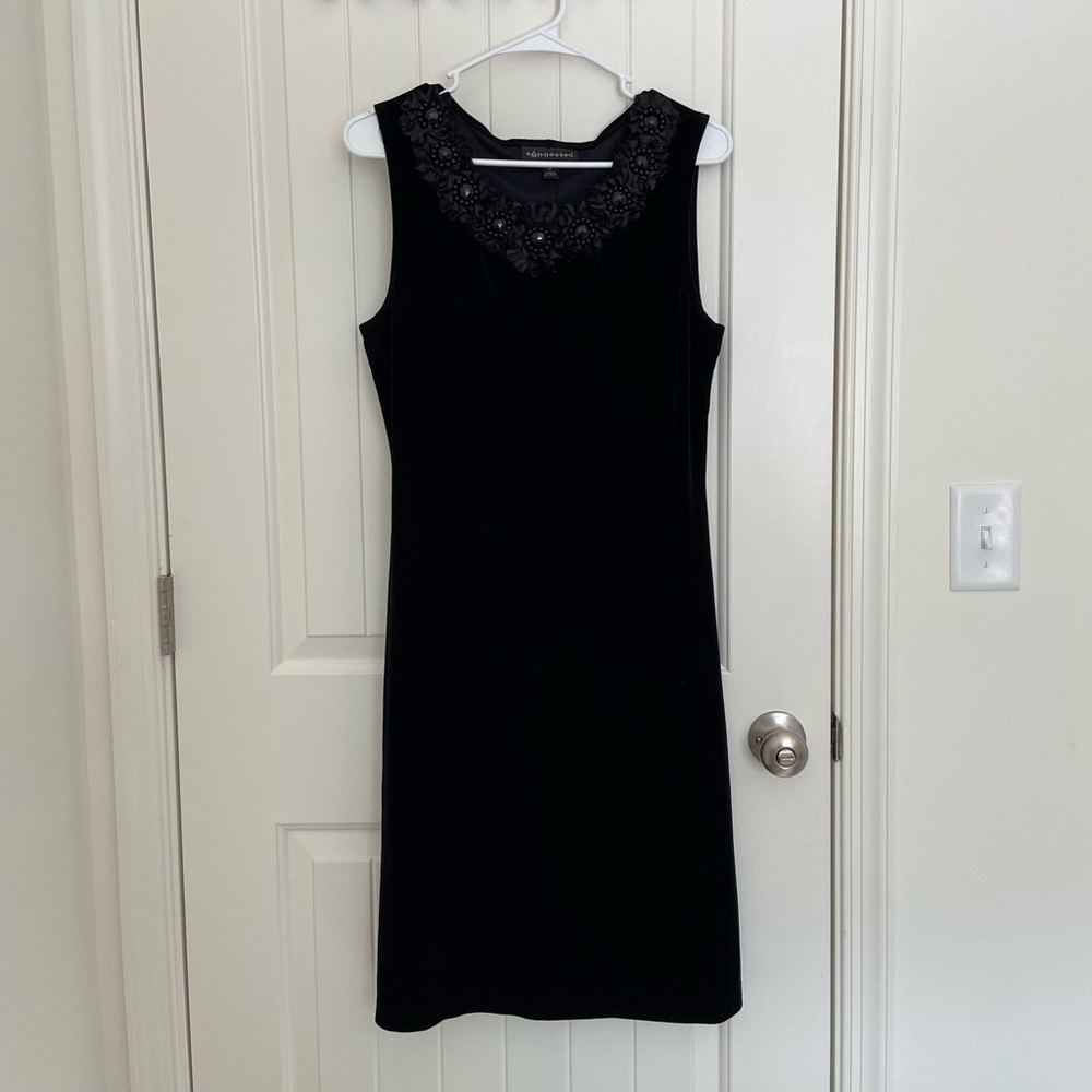 NWOT | Connected Apparel women’s black velvet sleeveless bead jewel dress 12